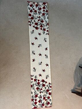 Place & Time Table Runner with Pomegranates & Pom Trim - Never used